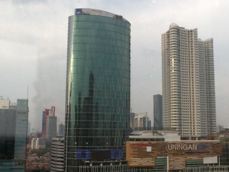 vue sur le bureau depuis l'hôtel, never stop !